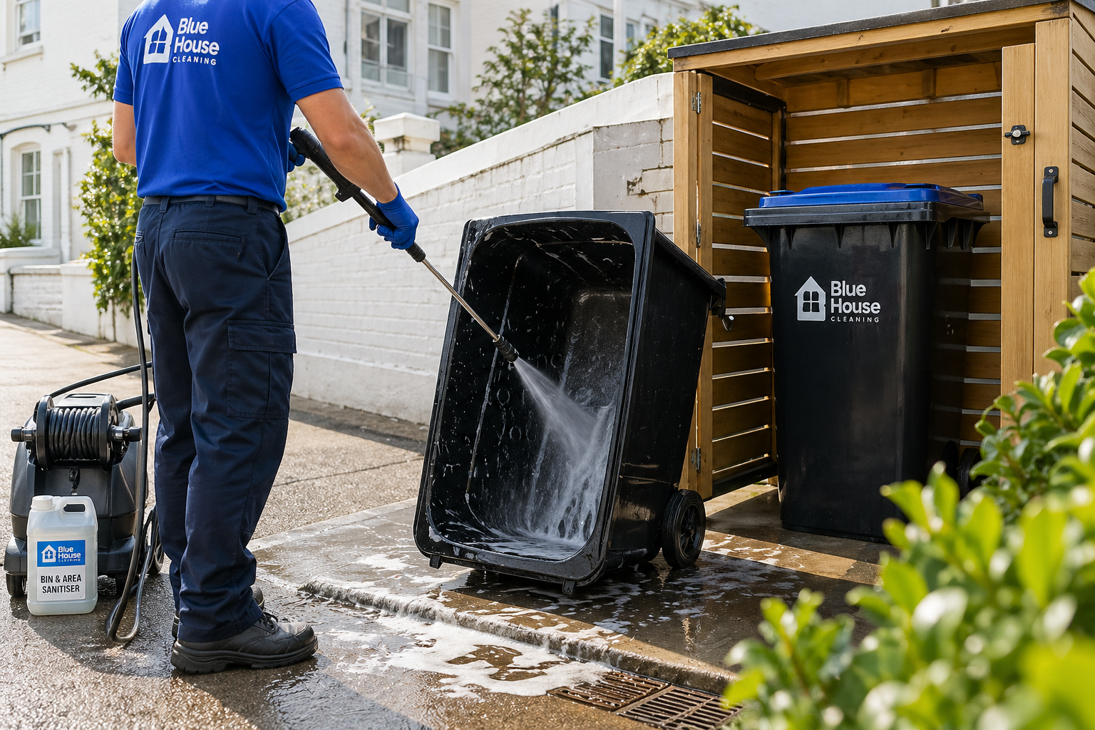 Professional wheelie bin cleaning service in Brighton by Bluehouse Cleaning